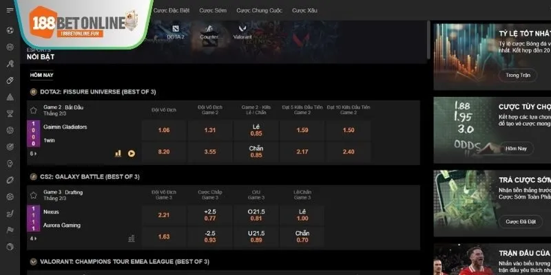 Thông tin khái quát chung về danh mục Esport 188bet đến thành viên